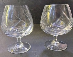 x2 Mikasa «Olympus» Brandy Sniffer Crystal Swirl Cut Glasses. 👌 Condition