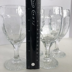 Libby Chivalry Clear Wine Glass Stemware Textured Design 8 OZ 6.25″ Set of 4 EUC