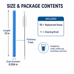 Replacement Straws for Stanley 40 oz Tumbler 10 Pack with Brush
