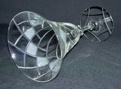 Beautiful Frosted Harlequin Cut Flared WATER GOBLET w/Double KNOP Stem (8 Oz.)