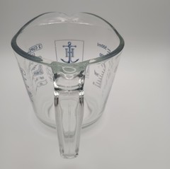 ANCHOR HOCKING Co. 2 Cup/16 Oz. MEASURING CUP LIMITED CLEAR GLASS BLUE LETTERING
