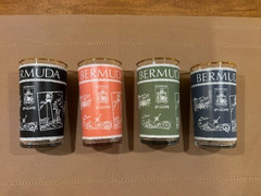 Vintage Bermuda highball glasses 4 in set, Black, Coral, Green and Blue