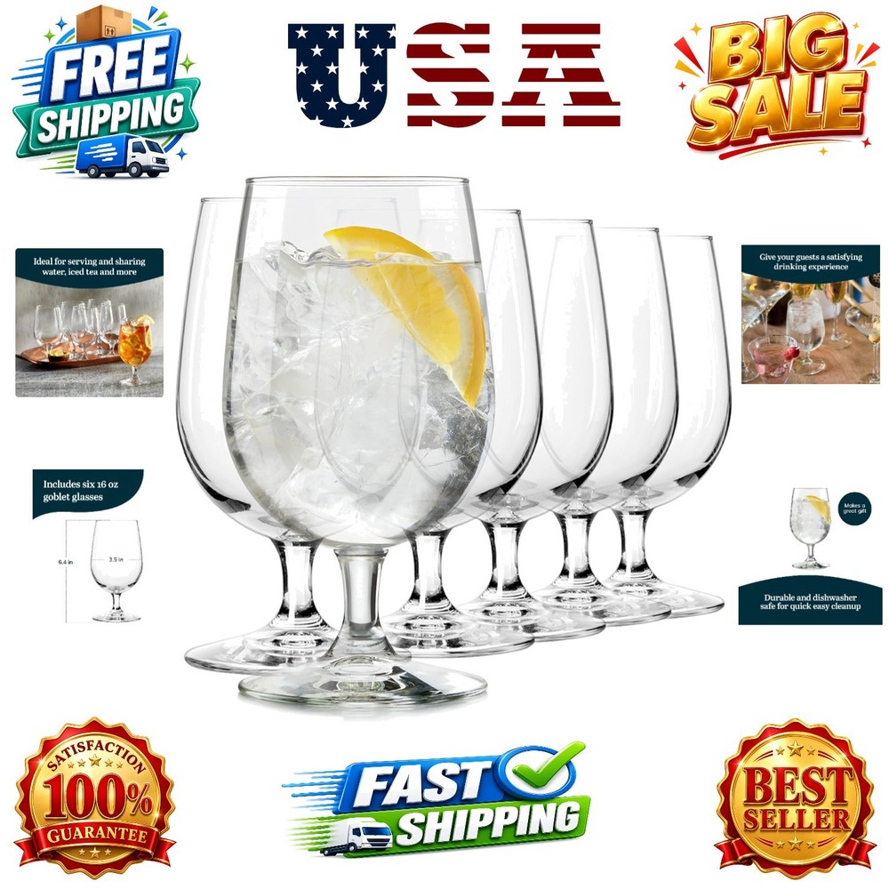 Entertaining Essentials Stemmed Water Glasses, Clear Multi-Purpose Water Gobl…