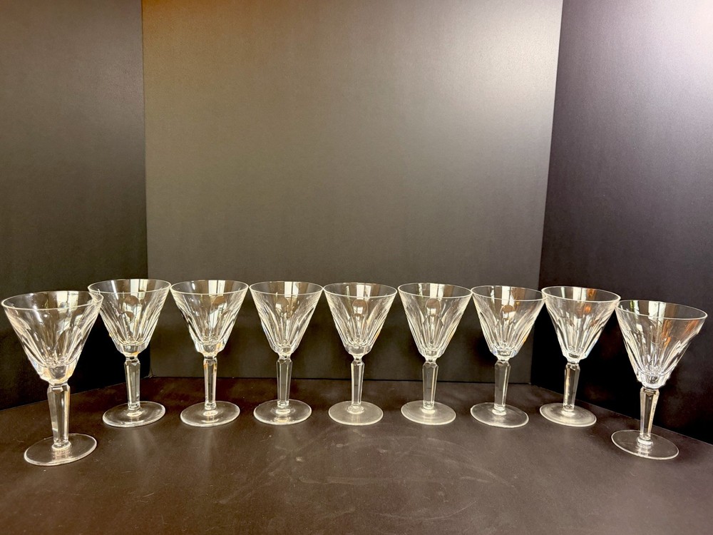 Set of 9 Waterford Crystal Sheila Water Goblets – Signed – 6.75”