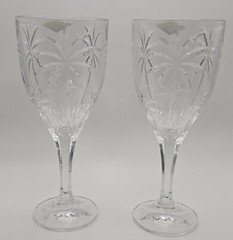 Set of 2 Shannon Godinger South Beach Palm Tree Wine Goblets / 24% Lead crystal