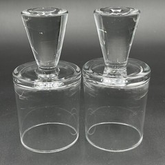 Vtg Set 2 MCM 70s Glasses Tumblers Goblets Bar Crystal Thick Stem Scandinavian