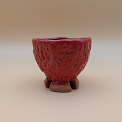sake cup　”GUINOMI　HAGI-YAKI” 　vermilion,red 01