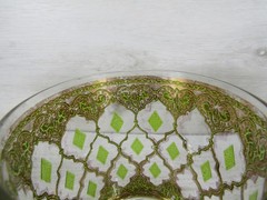 Culver Valencia 22K Gold Green Lowball Rocks Whiskey Glasses Set of 4 Vintage