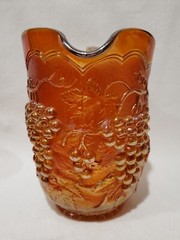 Imperial Carnival Glass Marigold Rubigold Grape Vine Pitcher With 5 Tumblers Set