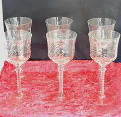 Libbey Vintage Rock Sharpe Crystal Wine Water Goblet Glasses Set Of 6