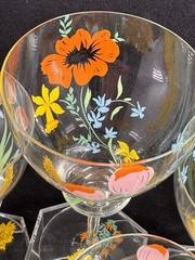 Dorothy Thorpe Hand Painted Poppy & Daffodil Spring Flowers Floral Glasses (5)