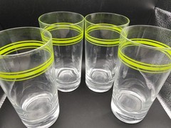MCM Corelle Corning Coordinates Green Stripe Highball Tumblers Set of 4 Vintage