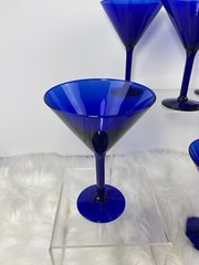 (7) Pier 1 Cobalt Blue Martini Cosmopolitan Margarita Glasses HTF Excellent!!