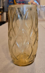 Anchor Hocking Glass MADRID VTG MCM Honey Gold Tumbler 5¼” 13 oz Diamond Glass