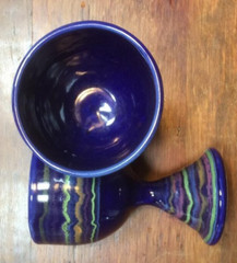 Vermont Pottery. Set of 2 Ceramic Pottery Goblets. Vibrant Colors.
