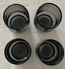Juice Glasses Smokey Gray Black 4” Tall Set of 4 Vintage Retro 1960’s MCM