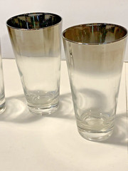 RETRO Mid Century Queen’s Lusterware Set Of Four Tall Tumblers Silver Fade