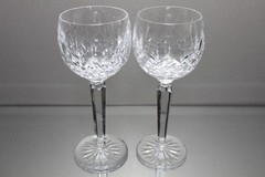 Set of two (2) Waterford Crystal Lismore Wine Hock Stem Glass 7 1/2″ Tall MINT