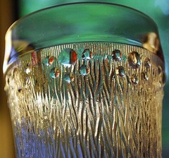 Vtg Set 4 CLEAR BUBBLE FOOT Footed Wine/Juice Glasses BARK TEXTURE Italy 1960s