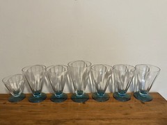(7) Rare Fostoria ELECTRIC BLUE Stem Water Tea Glasses Different Sizes *READ*
