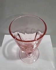 Vintage Selenium Fostoria PEACH Pink Water Goblet Glass 6″ Tall