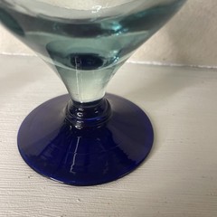 Set of 2 Vintage Hand Blown Art Glass Goblets with Applied Swirls 7.5” Nice