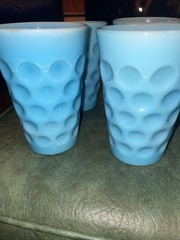 Fenton Light Blue Opalescent Coin/Dot Tumbler Thumbprint 1939 – 6 Tumblers