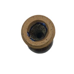 Art Pottery Goblet Hand Crafted Collectible Stoneware Wave Design Blue Accents