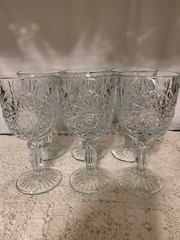 Vintage Libbey Hobstar.Star of David 7 1/4”Glass Watet Goblets.Set of 8