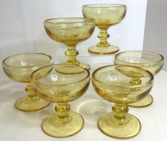 VTG Imperial Glass Hoffman House Heavy Honey Yellow Champagne Goblets Set Of 6