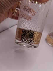 Vtg. Culver Ltd. Scintilla 22K Gold Highball Tumblers 3 Floral Diamond Glasses