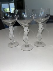 Bayel France 3 Bacchante 6.75” Crystal Figural Stem Port Wine Cordial Glasses