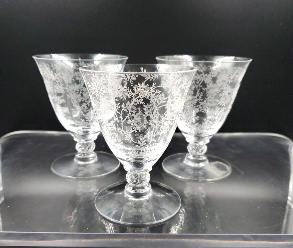 Vintage Fostoria Chintz Lot of 3 Oyster Cocktail 3 5/8 Inch 4 oz