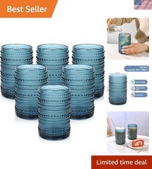 Charming Vintage 15oz Embossed Glass Tumbler Set – 6 Pieces for Home & Gifting