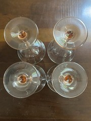 Cristal d’Arques AMERICANA ROSE Blush Pink/Peach Stem 7″ Wine Glasses Flared-6
