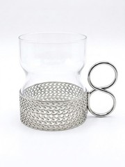 Vintage Iittala «Tsaikka» Glass with Metal Holder – Timo Sarpaneva Finland MCM