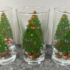 Vintage Holiday Magic Christmas Tree Beverage Glasses Set Of 3