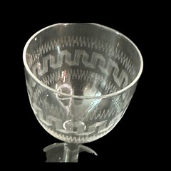 Antique Greek Etched Glass Key Edwardian Blown 1900s Hand Sherry Porto Lot 4 Set
