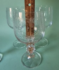 Set of 4 Bohemia Crystal Etched Cascade Vintage Wine Glasses Goblets Ball Stem