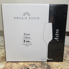 Crystal Champaign Glasses Set Of 6 DELLA LUCE ASTRO Flute Glass 8 Oz Lead Free