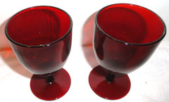 VINTAGE RUBY RED WATER GOBLET Set of 2 abt 5 1/4 x 3 1/8 in Anchor Hocking??