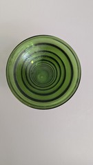 Vintage Green Stem Rib Beehive Etched Grape Glasses Gold Rim -2