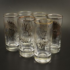 Peruvian Sterling Silver Overlay SHOT GLASSES Ax & Wheat set of 6 Barware