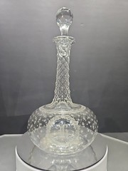 Wine Decanter w/ Monogram Star Diamond cut Glass Crystal Boston & Sandwich 1880s