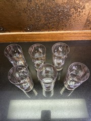 MCM Fred Press White Trojan Horse Highball Collins Glasses 22k Set of 6 Signed