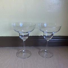 Vintage Set Of 2 Arc France Sombrero Margarita Glasses Rare Barware