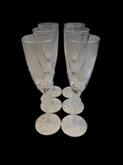 OSCAR DE LA RENTA CRYSTAL WEDDING BAND CHAMPAGNE FLUTES RARE SET OF 6 GLASSES