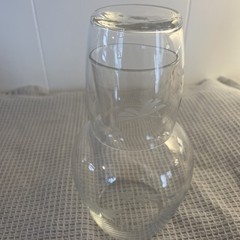 Vintage Clear Glass Etched Tumbleup