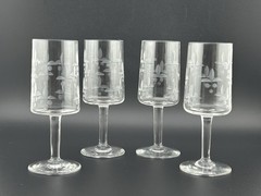 Vintage Etched Cordial Glasses Set of 4 Olive Branch Pattern Clear 4.5” Stems