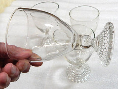 FOUR Water Wine Goblets Glasses Vintage Anchor Hocking Bubble Foot 5 1/2″ c1950